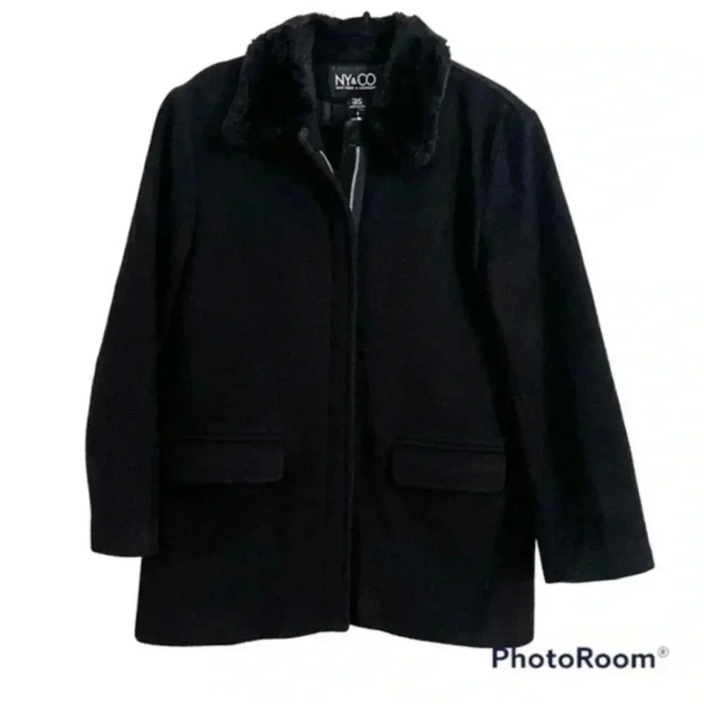 NY&CO black wool coat 6